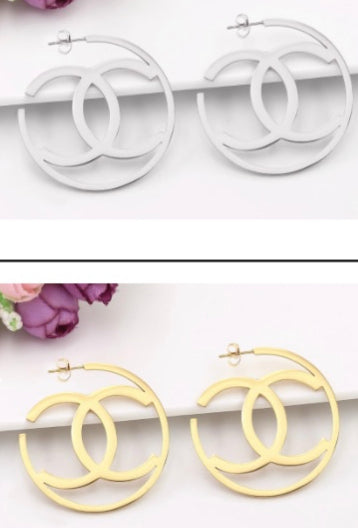 Diva Hoop Earrings Choice of Initial & Metal Tone