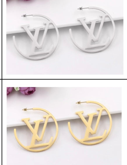 Diva Hoop Earrings Choice of Initial & Metal Tone