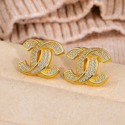 C is for Chunky, Rhinestone Large Stud-Style Earrings