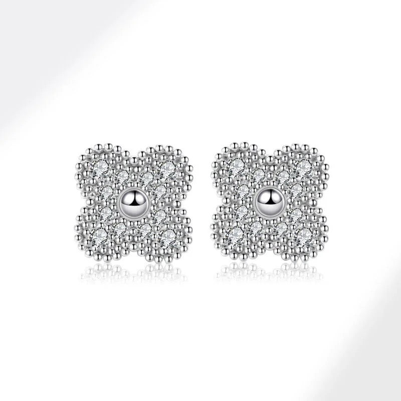 Bling Lucky Clover Stud Earrings