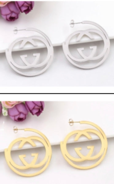 Diva Hoop Earrings Choice of Initial & Metal Tone