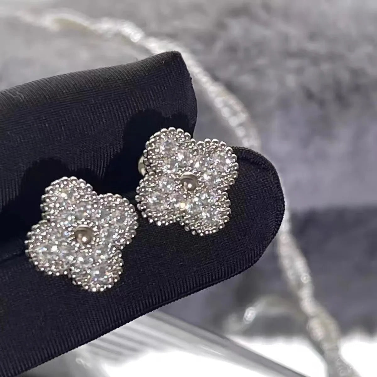 Bling Lucky Clover Stud Earrings