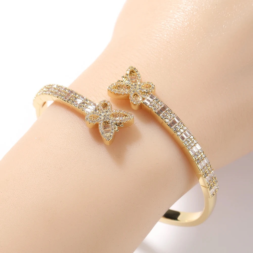 Madam Bling Butterfly Hinged Bangle Bracelet