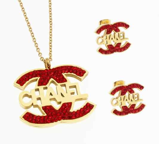 CC Inspired Necklace & Earrings *********Red only***********