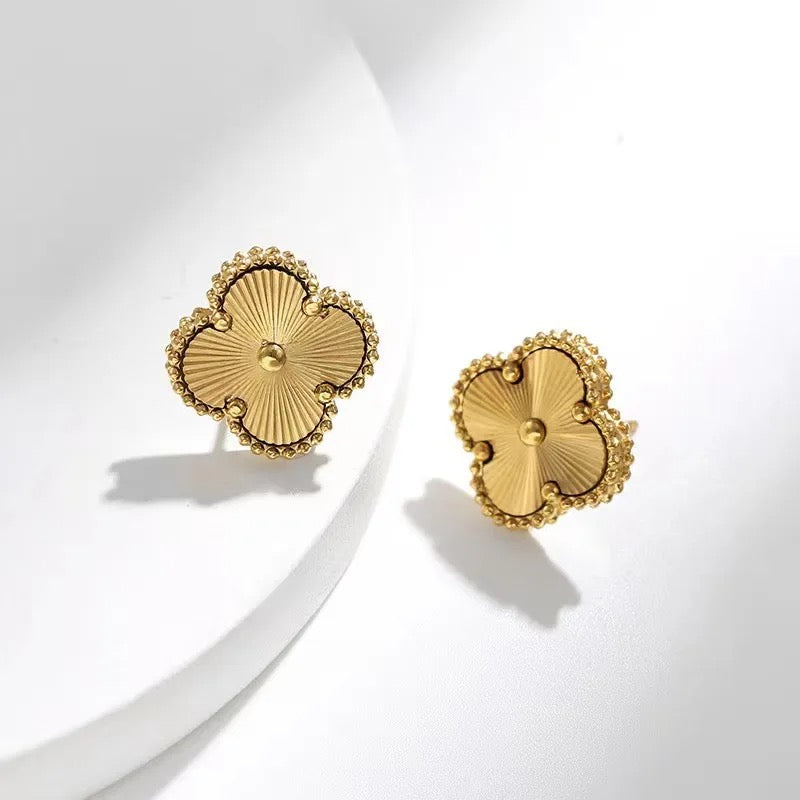 Luck Clover Stud Earrings, Choice Gold or Silver