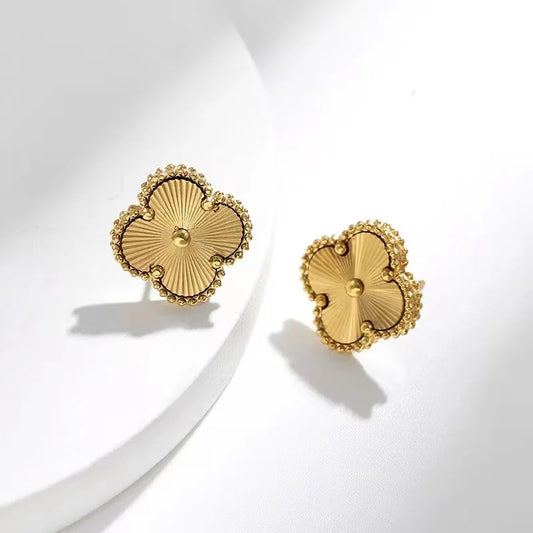 Lucky Clover Gold Stud Earrings