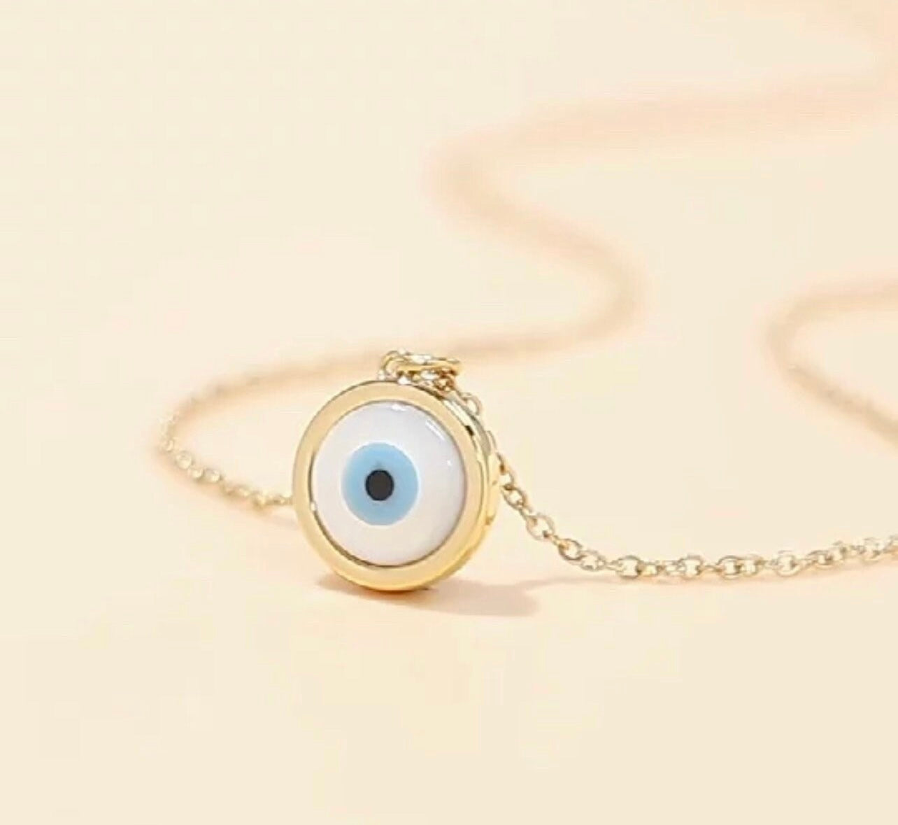 Evil Eye Necklace, Gold, Silver or Rose Gold