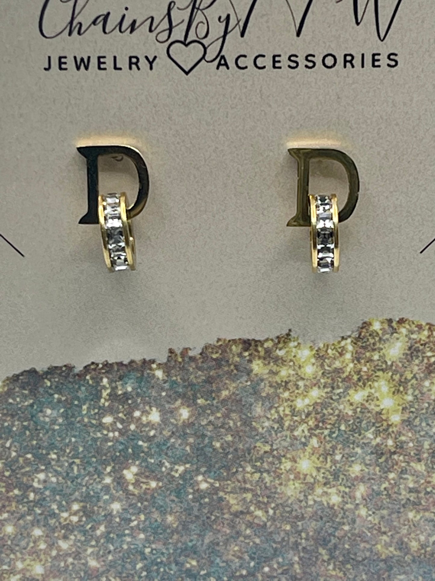 Initial D Earrings, Gold or Rose Gold