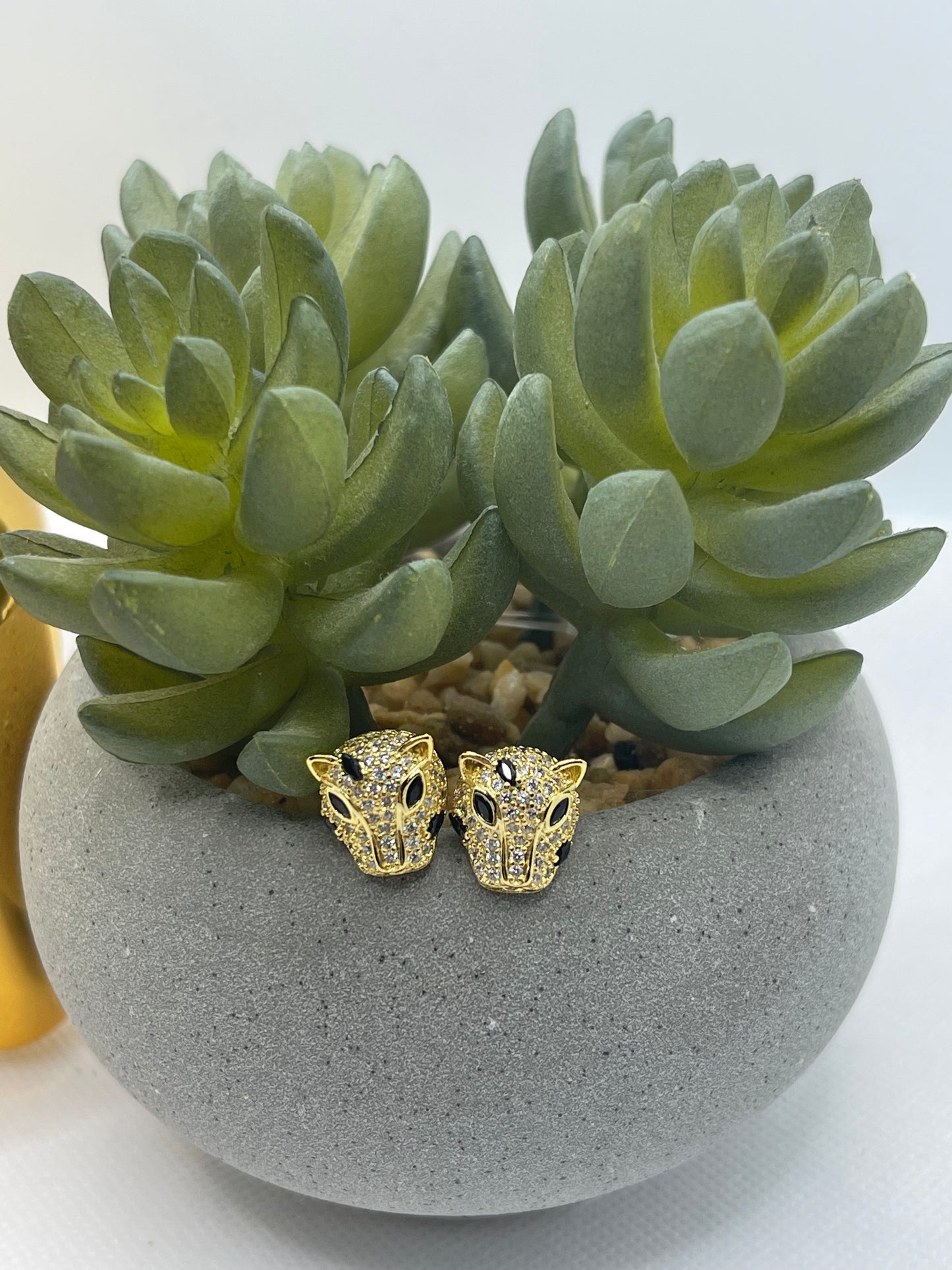 Gold Panther Stud Fashion Earrings