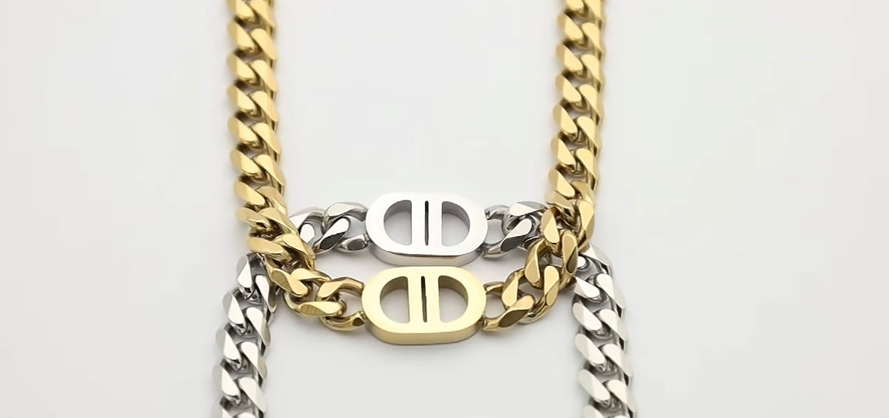 Chunky Gold Initial C & D Choker Necklace Gold or Silver