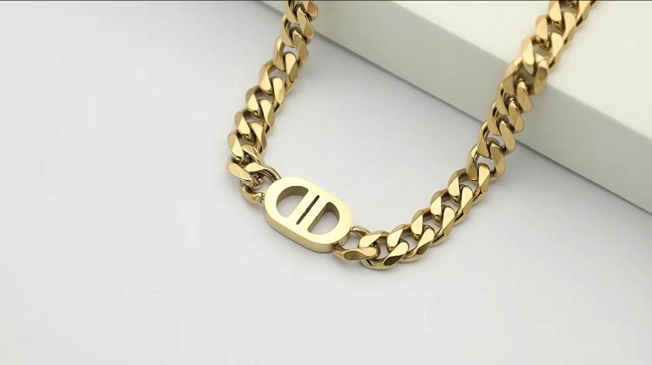 Chunky Gold Initial C & D Choker Necklace Gold or Silver