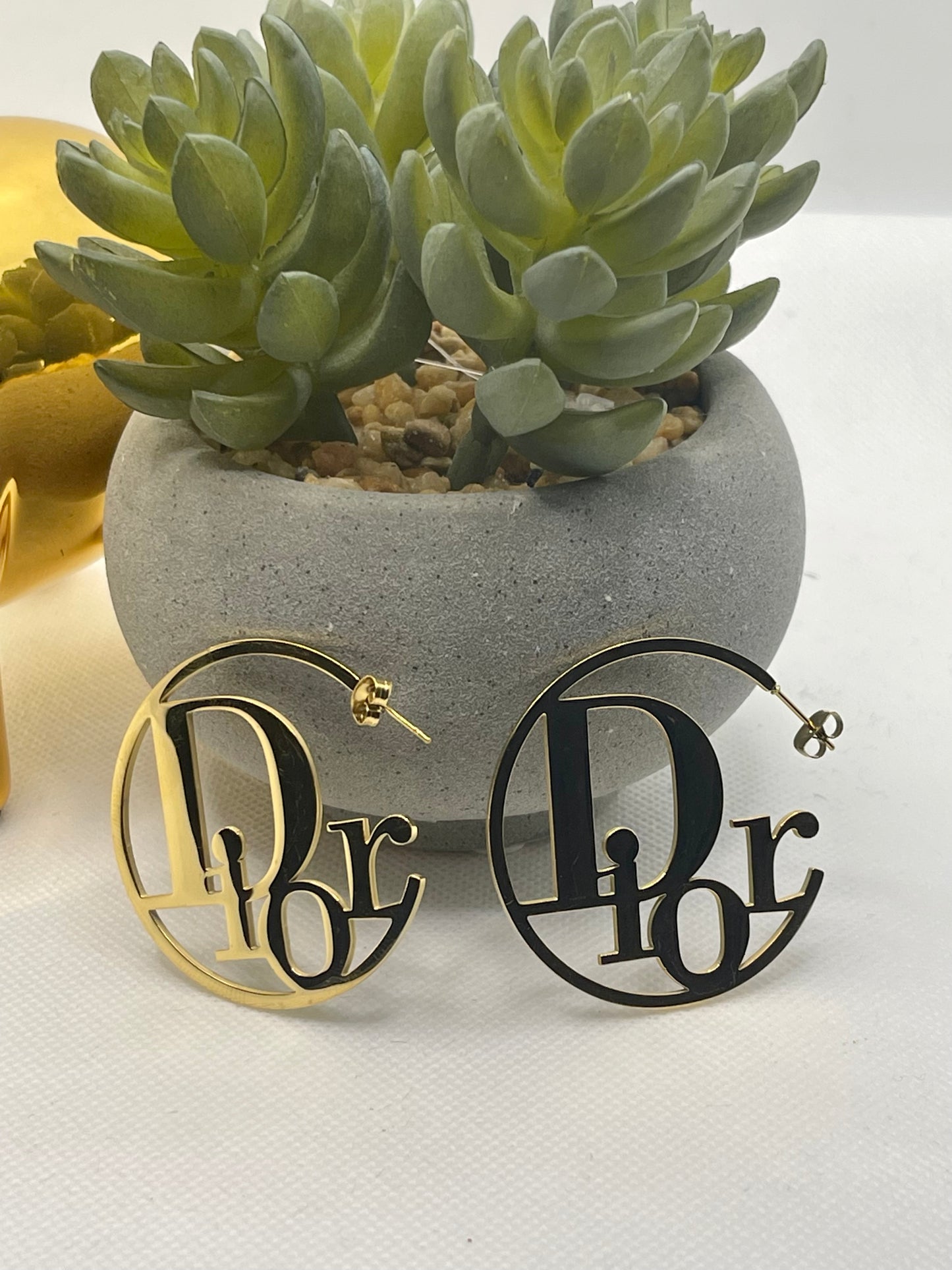 Diva Hoop Earrings Choice of Initial & Metal Tone