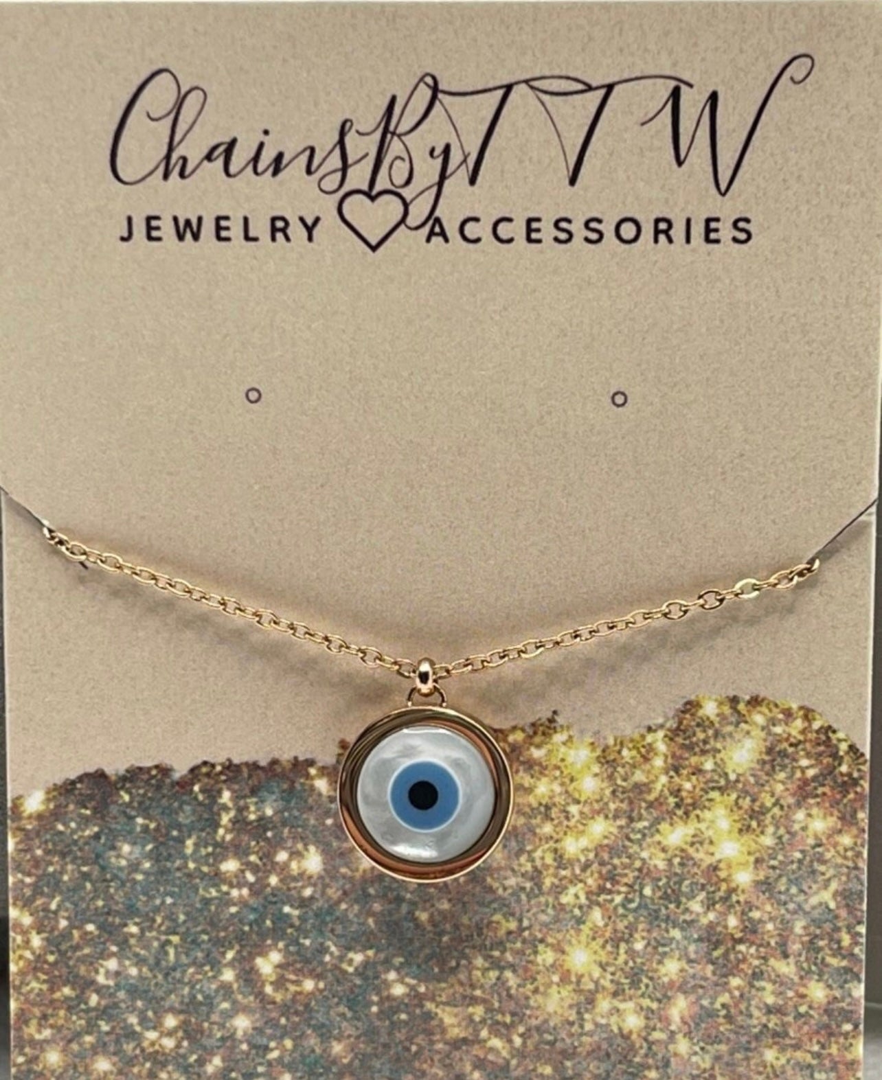 Evil Eye Necklace, Gold, Silver or Rose Gold