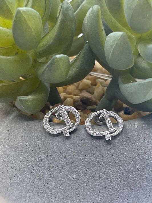 C is for Coming, D is for Down Rhinestone Earrings, Rose Gold or Silver