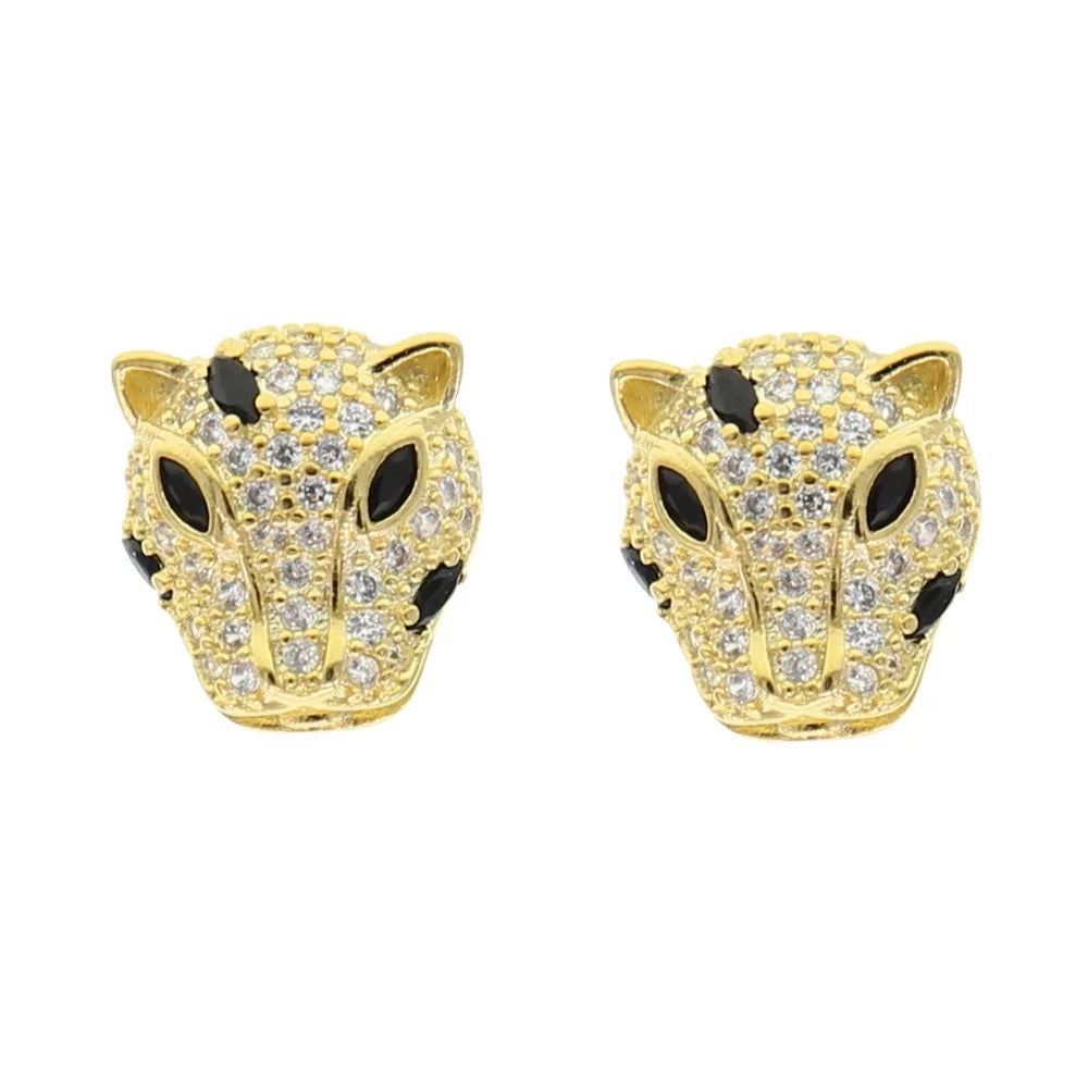 Gold Panther Stud Fashion Earrings