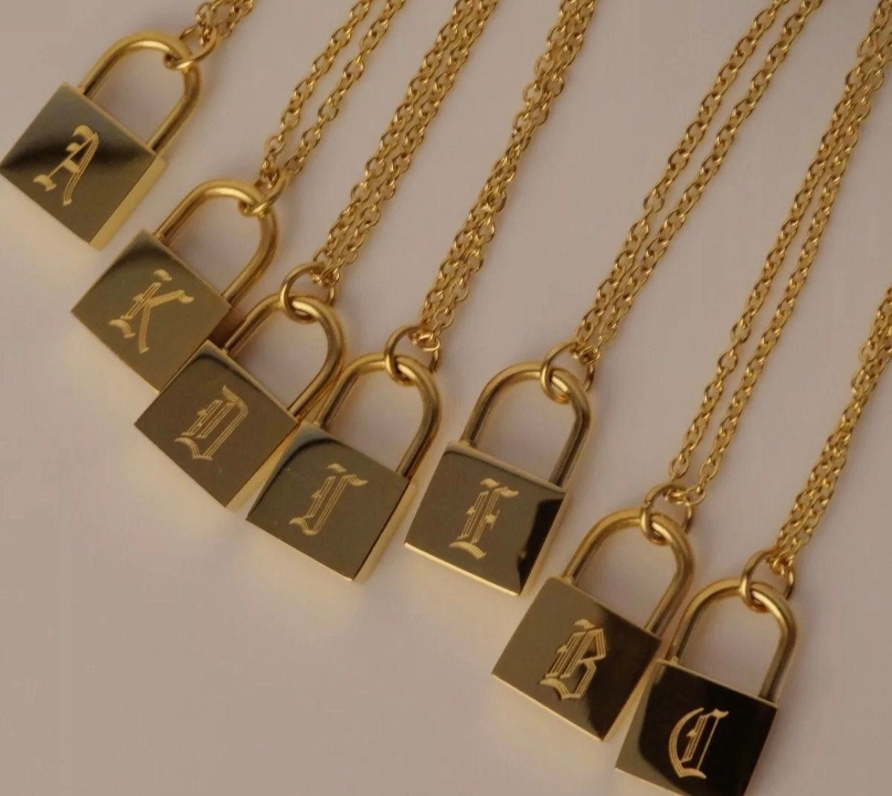 Gold Padlock Pendant Necklace, Choice of Chain