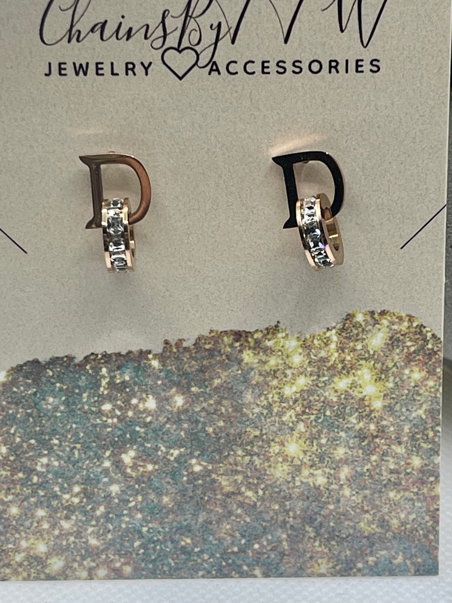 Initial D Earrings, Gold or Rose Gold