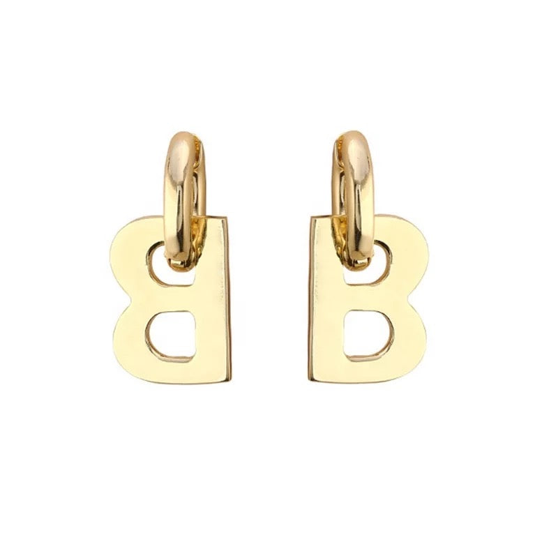 B is for Bella, Gold or Silver Dangle Earrings