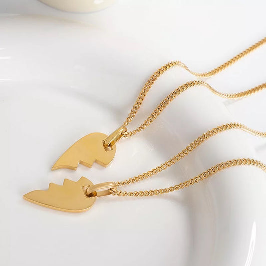 Gold BFF Broken Heart 2 Necklace Set