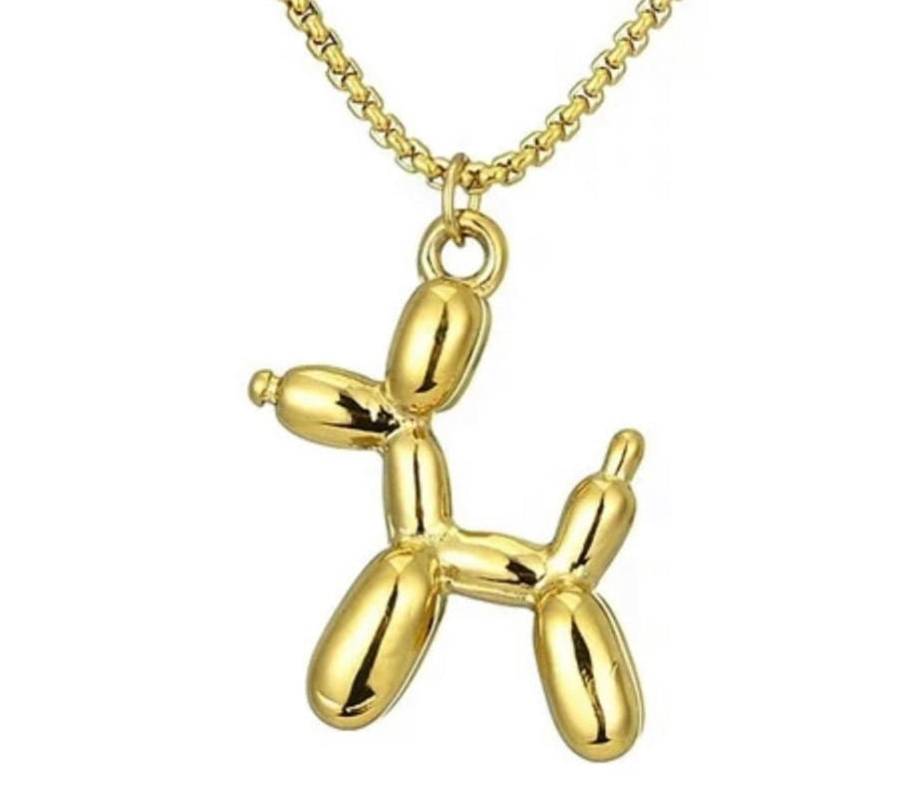 Gold Dog Balloon Animal Necklace