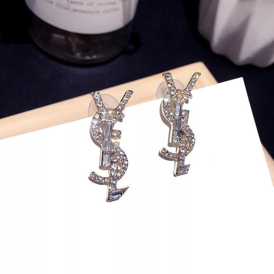 Baguette Style Young Stupid Love Rhinestone Earrings