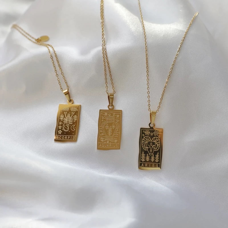 Gold Zodiac Pendant Necklace