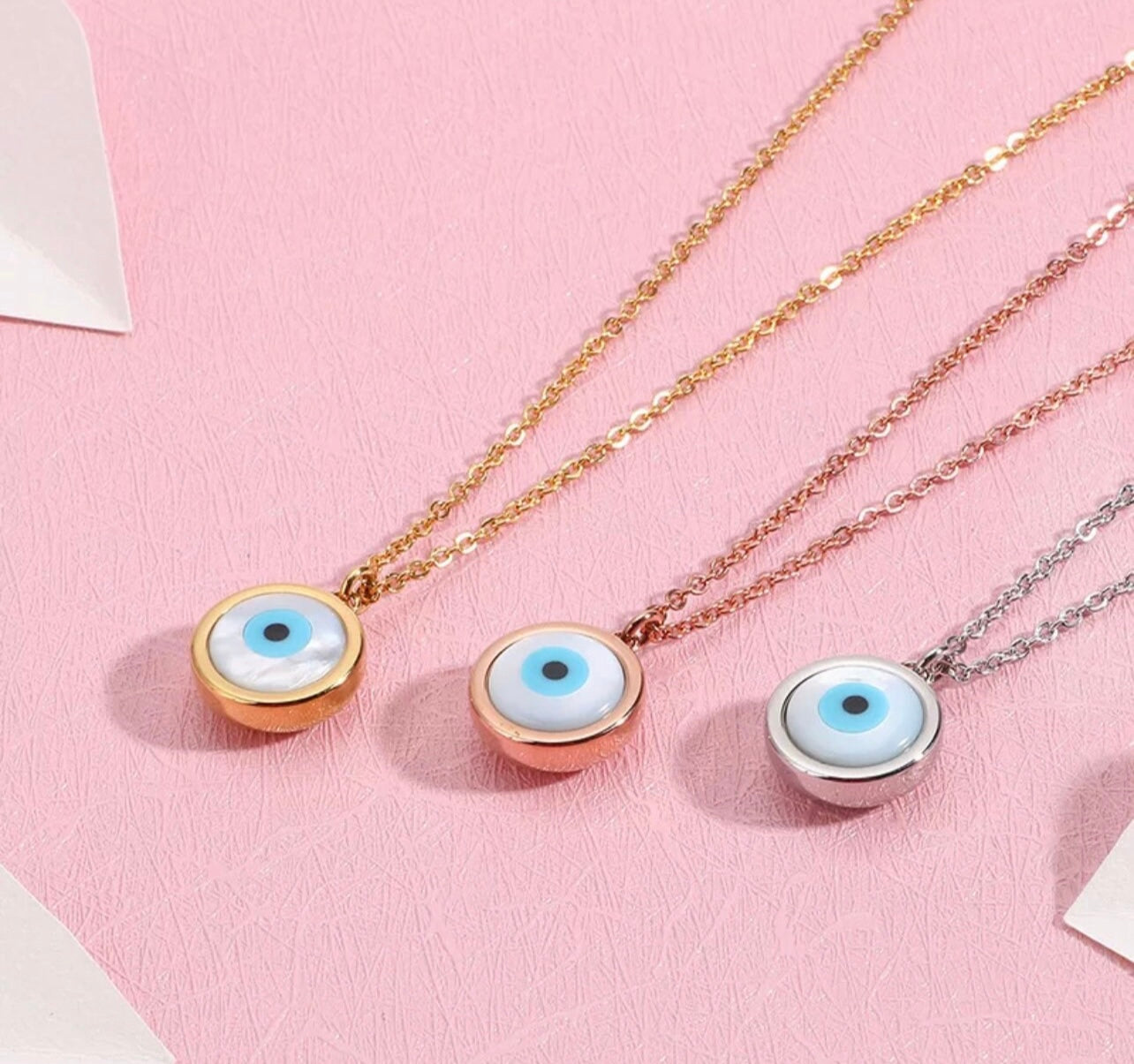 Evil Eye Necklace, Gold, Silver or Rose Gold