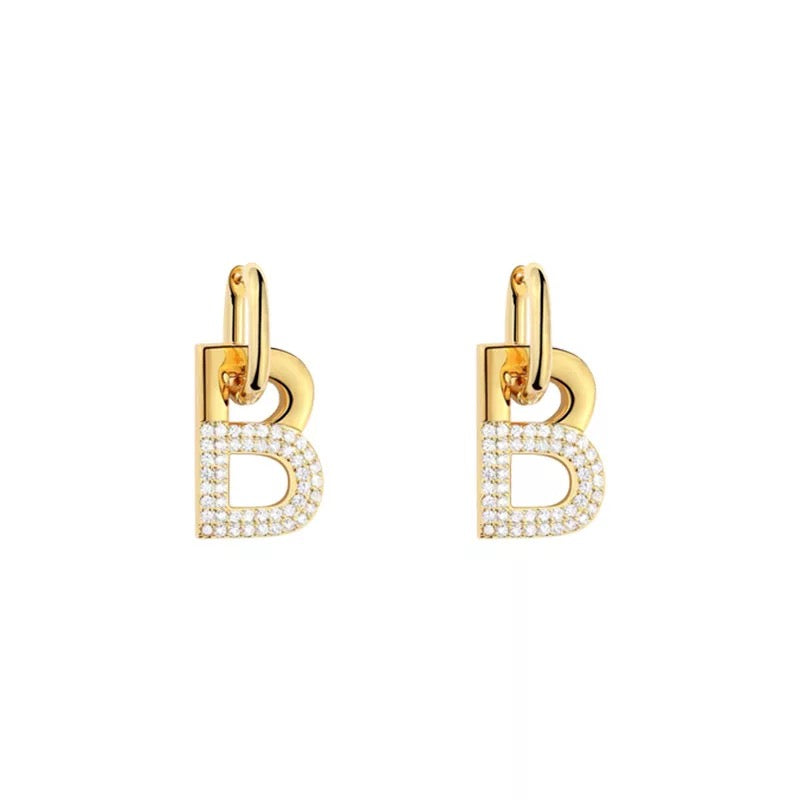 B is for Bella, Gold or Silver Dangle Earrings