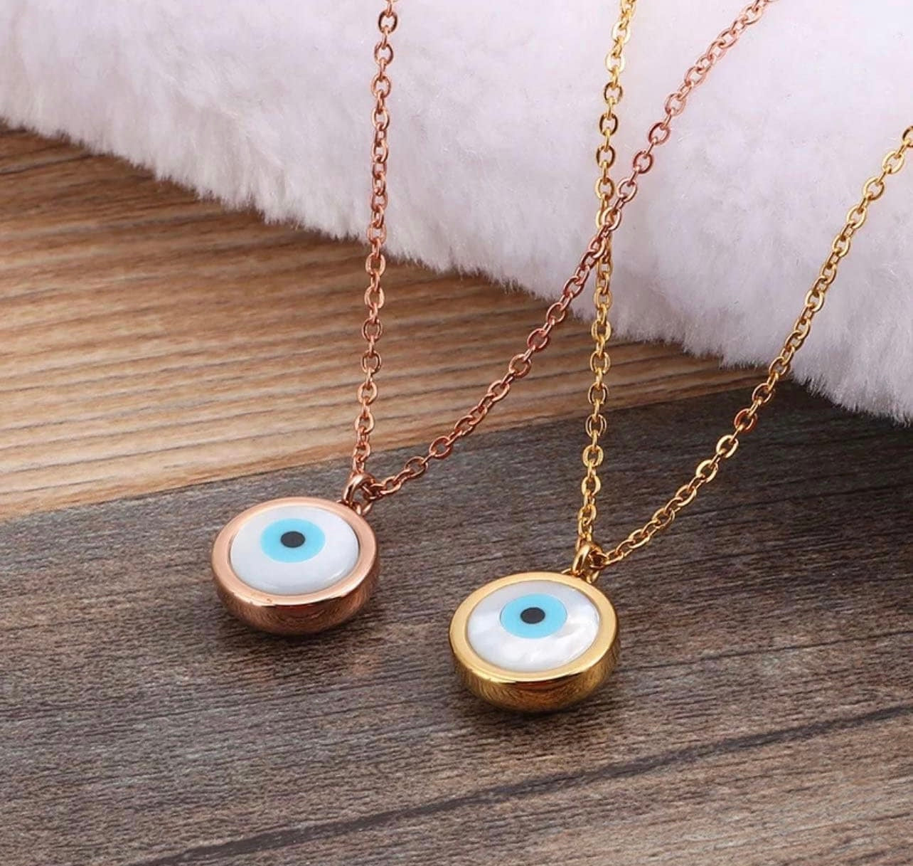 Evil Eye Necklace, Gold, Silver or Rose Gold