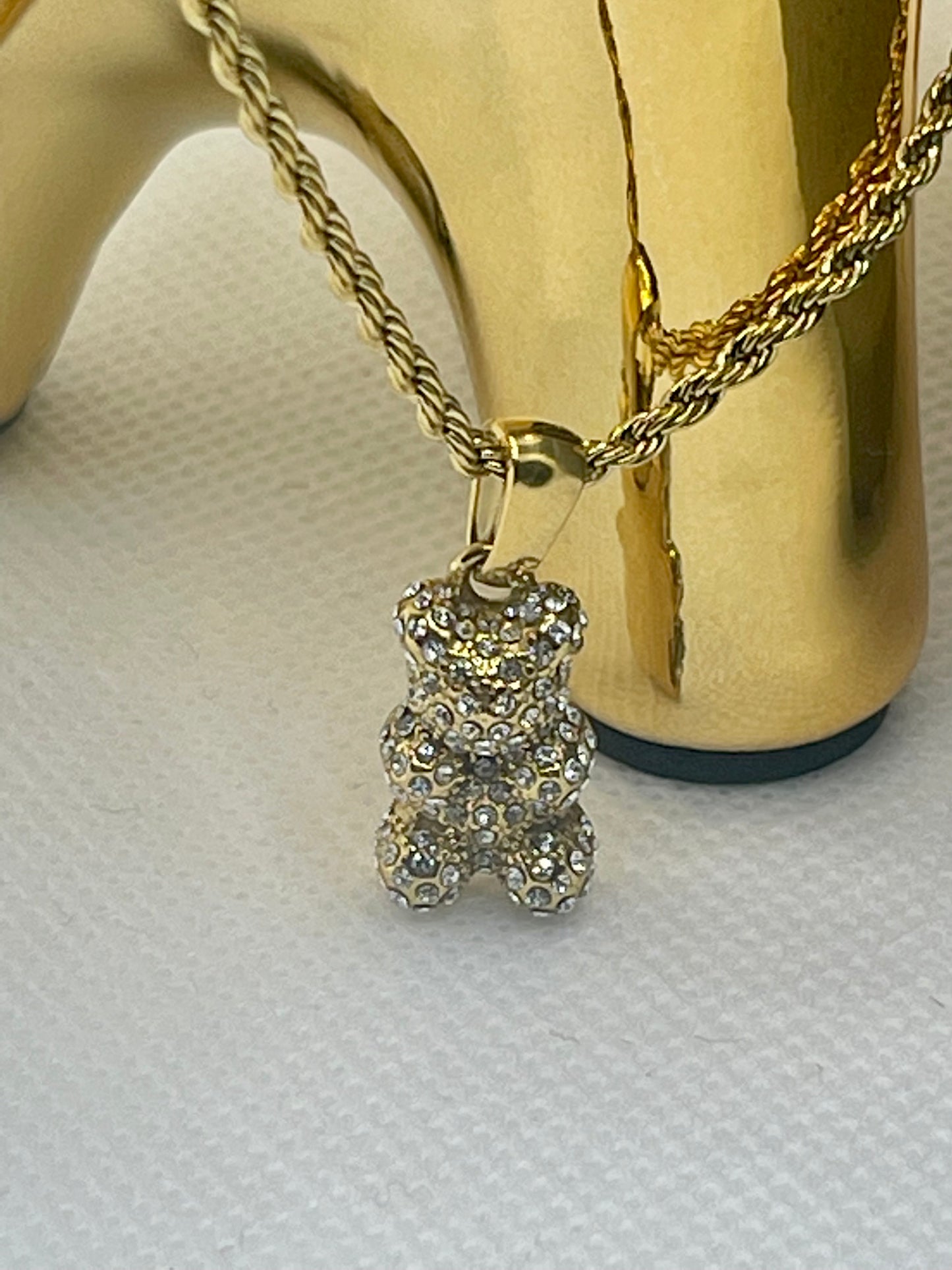 Teddy Bear Rhinestone Necklace