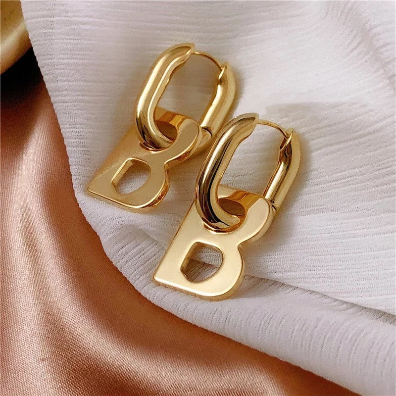 B is for Bella, Gold or Silver Dangle Earrings