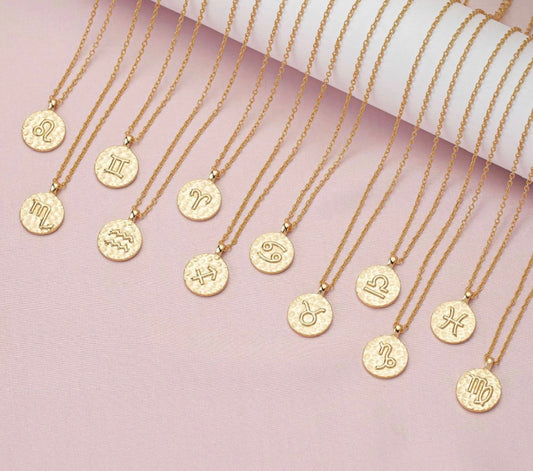 Gold Zodiac Coin Medallion Necklace