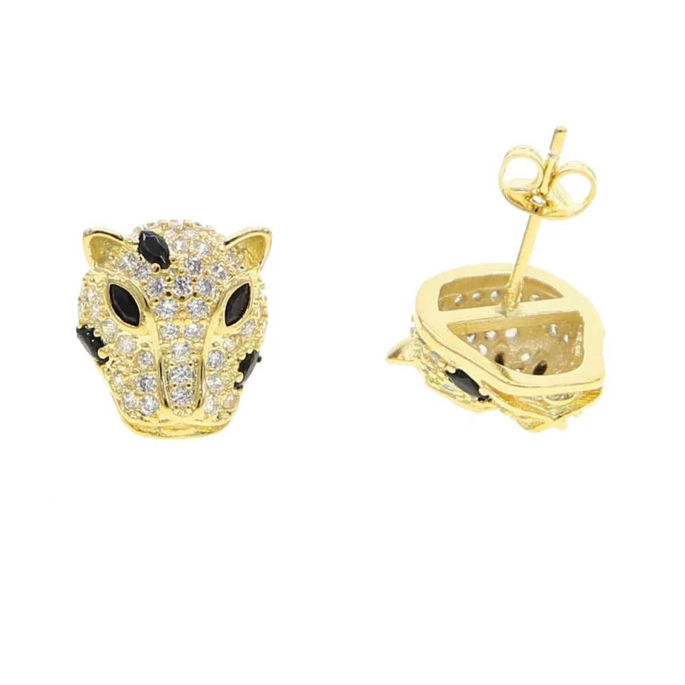 Gold Panther Stud Fashion Earrings