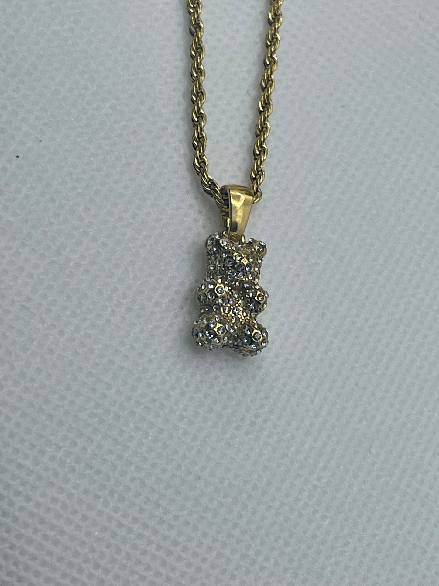 Teddy Bear Rhinestone Necklace