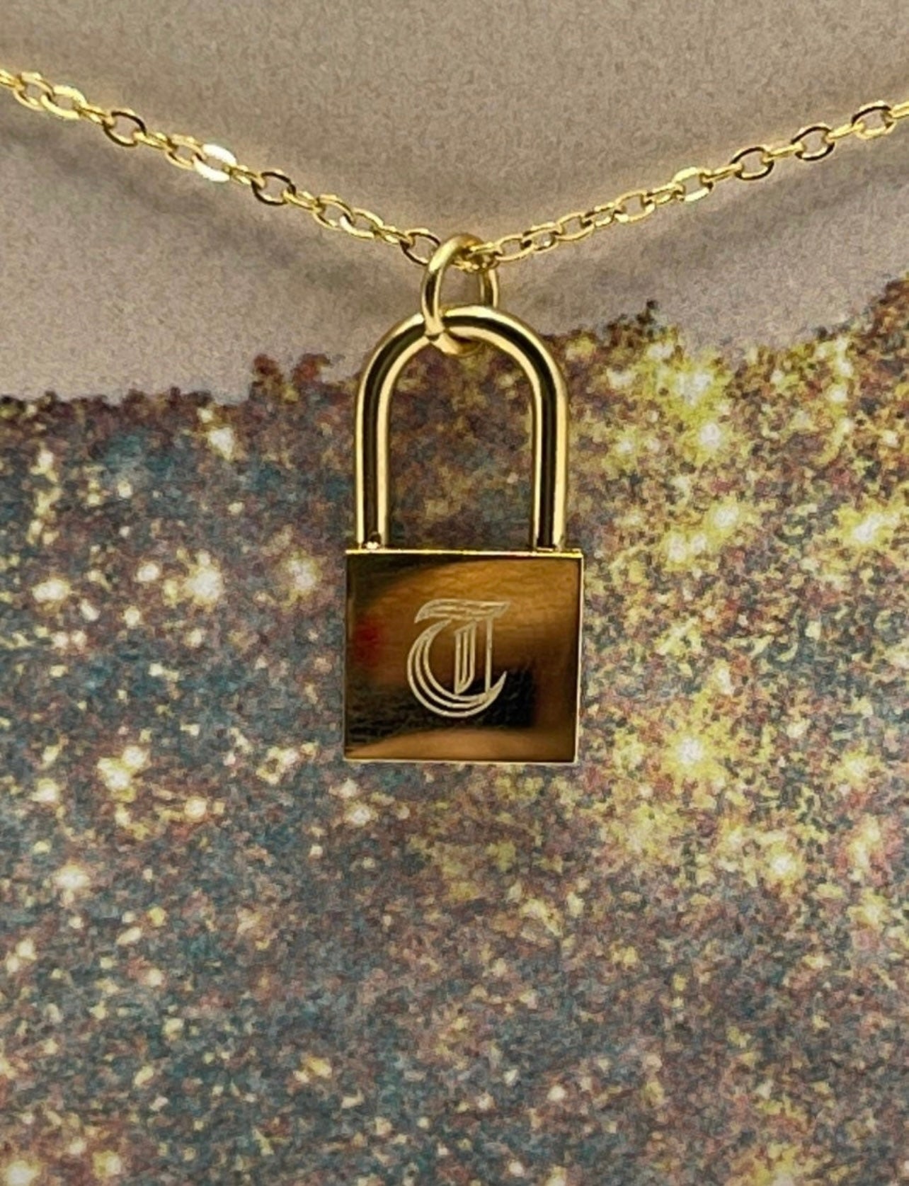 Gold Padlock Pendant Necklace, Choice of Chain