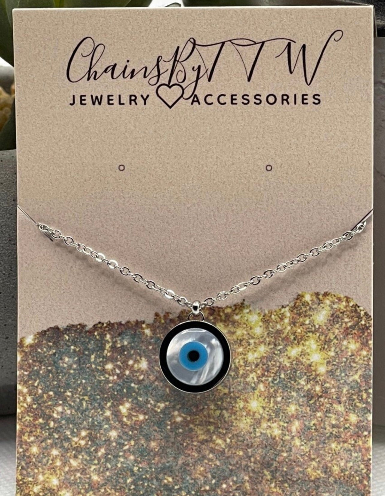 Evil Eye Necklace, Gold, Silver or Rose Gold