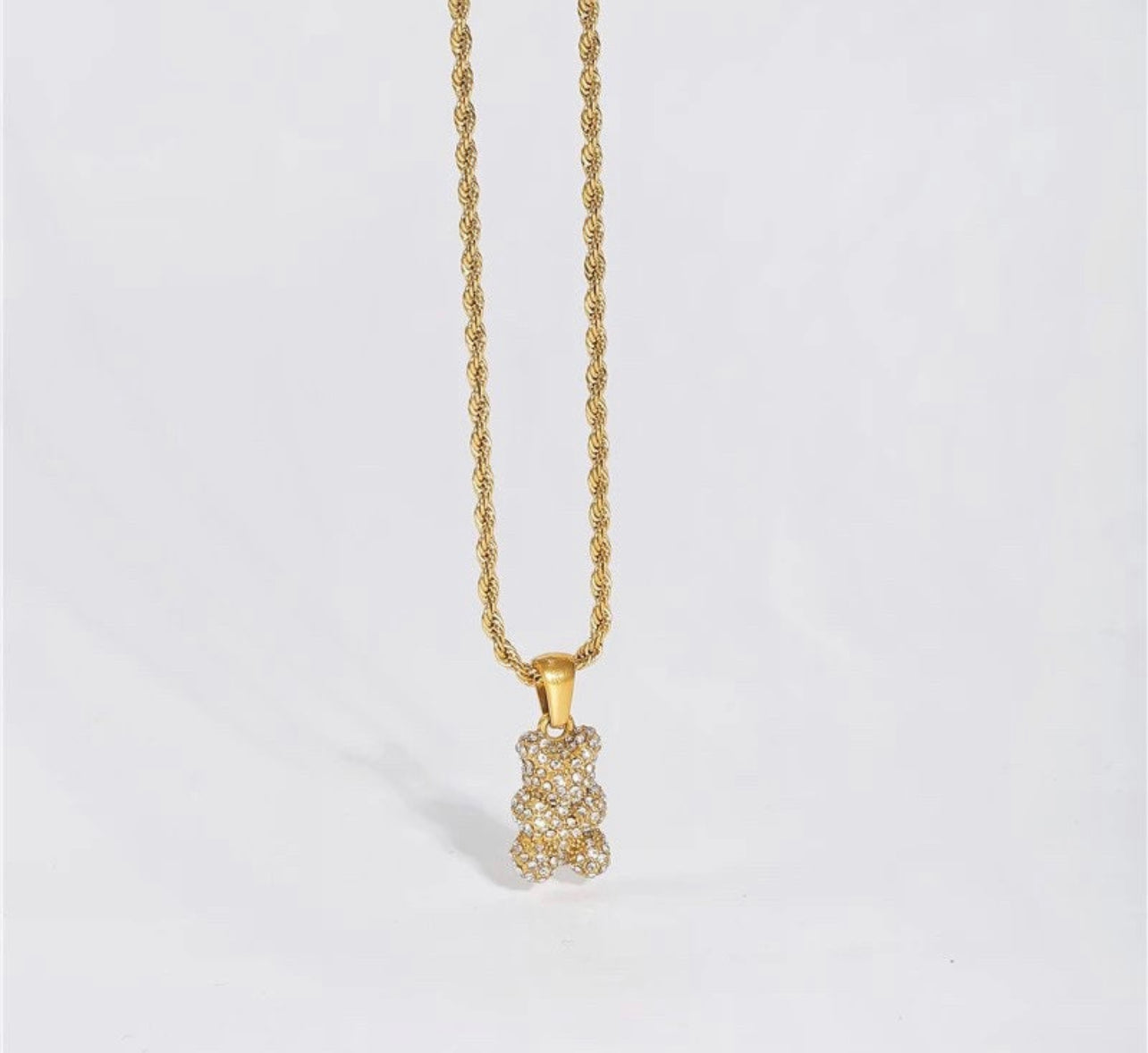 Teddy Bear Rhinestone Necklace