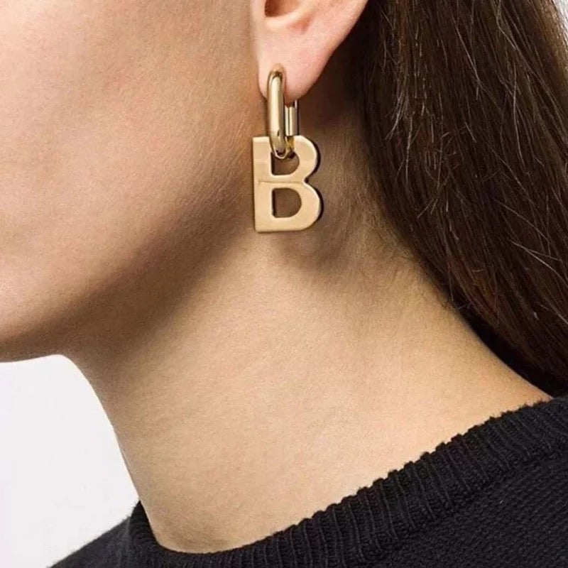 B is for Bella, Gold or Silver Dangle Earrings